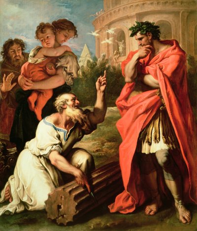 Tarquinio el Viejo consultando a Attus Nevius el Augur de Sebastiano Ricci
